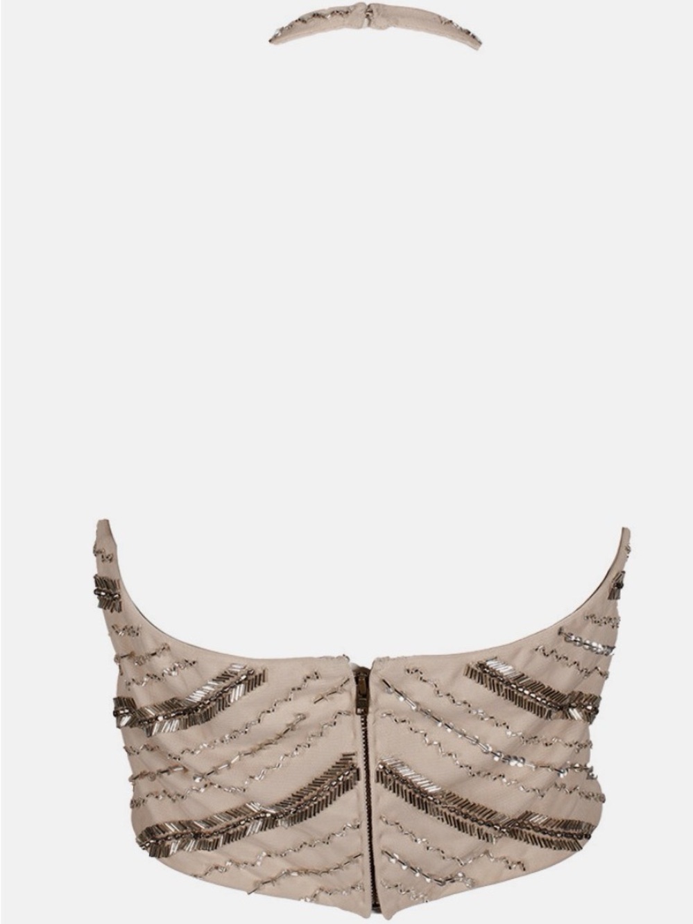 Aidan by Aidan Mattox Cream Chevron Halter Crop Top - Picture 3 of 11